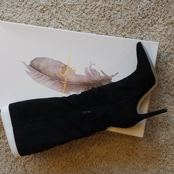 Jessica Simpson Black Suede Heeled Boots - Picture 2 of 4